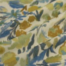 Tissu popeline viscose fleur Ikat vert - MT - Mondial Tissus