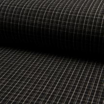 Tissu crêpe effet tweed carreaux noir - Mondial Tissus