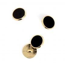 Boutons à queue noir contour doré 18 mm - MT - Mondial Tissus