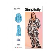 Patron Simplicity S9756.AA - chemisier pantalon et haut dos nu pour jeunes femmes et femmes pour american sewing guild du 38 au 46 - Simplicity - Mondial Tissus