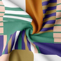 Tissu demi-natté patchwork rayure multico - DOMOTEX - Mondial Tissus