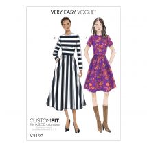 Patron Vogue 9197A5 robes femme col rond jupe plissée - du 34 au 42 - Vogue - Mondial Tissus