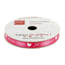Bobine ruban satin "Fait avec amour" 6 mm - MT - Mondial Tissus