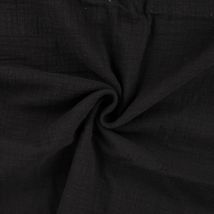 Tissu double gaze slub uni noir - Mondial Tissus