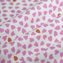 Tissu cretonne coeurs Alma rose orange - MT - Mondial Tissus