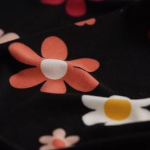 Tissu Jersey poly el fleur multico noir