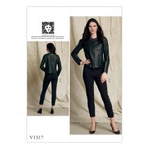 Patron Vogue 1517E5 ensemble femme veste motard et pantalon fuseau par anne klein - du 42 au 50 - Vogue - Mondial Tissus