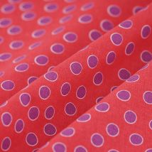 Tissu popeline coton Pois serti violet rouge - MT - Mondial Tissus