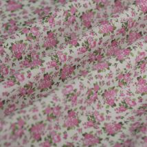Tissu popeline premium bouquet roses écru - Mondial Tissus