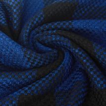 Coupon 3m lainage polyviscose carreaux tweed bleu et noir - Promod Couture - Promod Couture - Mondial Tissus