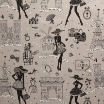 Tissu sergé de coton taupe Moi Paris - Mondial Tissus