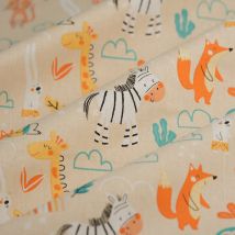 Tissu cretonne jungle arc-en-ciel - MT - Mondial Tissus