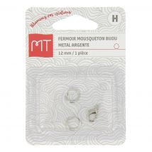 Fermoir mousqueton argenté pour bijou 12 mm - MT - Mondial Tissus