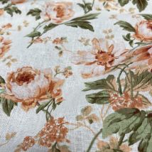 Tissu cretonne imprimé fleur romantique orange - Mondial Tissus