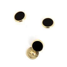 Boutons à queue noir contour doré 15 mm - MT - Mondial Tissus