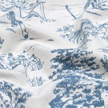Toile polycoton imprimée toile de jouy Nescoral bleu - Mondial Tissus