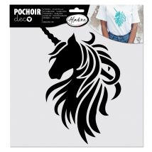 Pochoir textile licorne 28x28cm - Bernette - Mondial Tissus