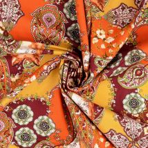 Tissu popeline coton motif cachemire renard - Mondial Tissus