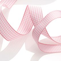 Ruban mini vichy - Rose - Mondial Tissus