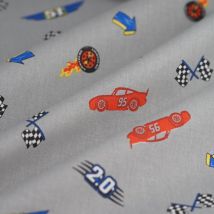 Tissu cretonne Cars grise - MT - Mondial Tissus