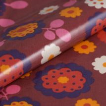 Toile enduit pvc folk prune - MT - Mondial Tissus