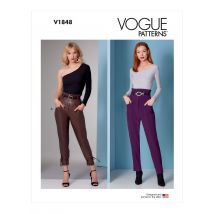 Patron Vogue 1848B5 - pantalon court taille haute, coupe carotte du 36 au 44 - Vogue - Mondial Tissus
