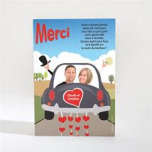 Carte de remerciement mariage personnalisable - 9,5 x 13,8 cm - Monfairepart
