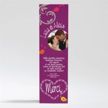 Carte de remerciement mariage personnalisable - 5,3 x 19,4 cm - Monfairepart