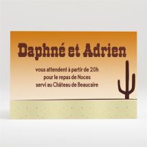 Carton d'invitation mariage Far West original personnalisable - 11 x 7,5 cm - Monfairepart