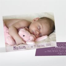 Faire-part naissance Faire part recto verso photo personnalisable - Couleur Violet - 13,8 x 9,5 cm - Monfairepart