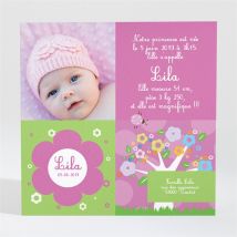 Faire-part naissance Bouquet de fleurs personnalisable - 9,5 x 9,5 cm - Monfairepart