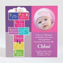 Faire-part naissance personnalisable - 9,5 x 9,5 cm - Monfairepart