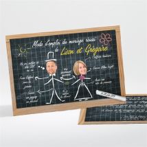Faire-part mariage Au tableau ! personnalisable - Couleur Noir/Ardoise - 13,8 x 9,5 cm - Monfairepart