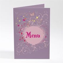 Menu mariage Violet et papillons personnalisable - 10 x 14,5 cm - Monfairepart