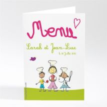Menu mariage Vive les mariés personnalisable - 10 x 14,5 cm - Monfairepart