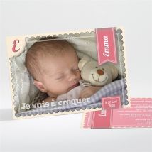 Faire-part naissance personnalisable - 13,8 x 9,5 cm - Monfairepart