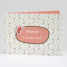 Faire-part naissance Petits pieds et Liberty personnalisable - 14,5 x 10,5 cm fermé - Monfairepart