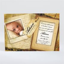 Faire-part naissance Vieux Parchemin vintage personnalisable - 13,8 x 9,5 cm - Monfairepart