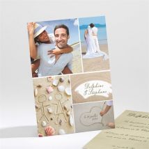 Faire-part mariage Sur la plage personnalisable - 9,5 x 13,8 cm - Monfairepart