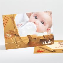 Faire-part naissance Paquet fragile personnalisable - Couleur Marron - 13,8 x 9,5 cm - Monfairepart