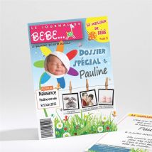 Faire-part naissance Son Dossier Spécial personnalisable - 13,8 x 9,5 cm - Monfairepart