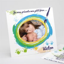 Faire-part naissance Carte naissance photo souvenir personnalisable - Couleur Multicolore - 15 x 14 cm - Monfairepart