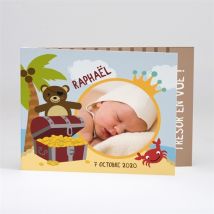 Faire-part naissance Trésor de moussaillon personnalisable - 15 x 10 cm - Monfairepart
