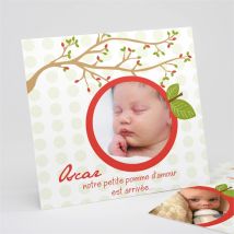 Faire-part naissance Petite branche naissance personnalisable - 15 x 14 cm - Monfairepart