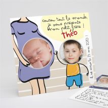 Faire-part naissance Annoncé par son frère ! personnalisable - 15 x 14 cm - Monfairepart