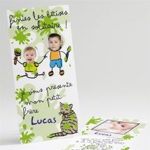 Faire-part naissance On présente notre petit frère personnalisable - Couleur Vert - 10 x 21 cm - Monfairepart