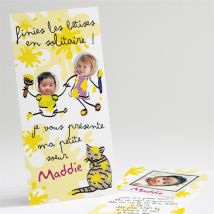 Faire-part naissance Finies les bêtises solitaires! personnalisable - 10 x 21 cm - Monfairepart