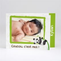 Faire-part naissance Faire part Panda photo personnalisable - 15 x 10 cm - Monfairepart