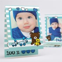 Faire-part naissance 100% coeur personnalisable - 10 x 15 cm - Monfairepart