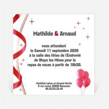 Carton d'invitation mariage En action personnalisable - 9,5 x 9,5 cm - Monfairepart